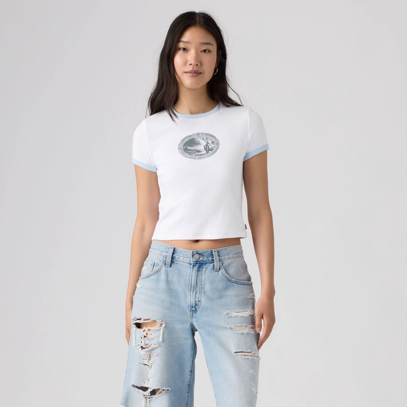 POLERA MUJER ESSENTIAL BABY RINGER BLANCO LEVIS 008A1-0008 - 1