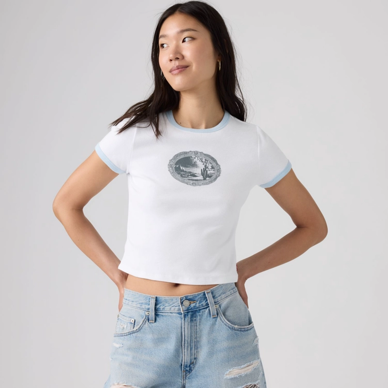 POLERA MUJER ESSENTIAL BABY RINGER BLANCO LEVIS 008A1-0008 - 3
