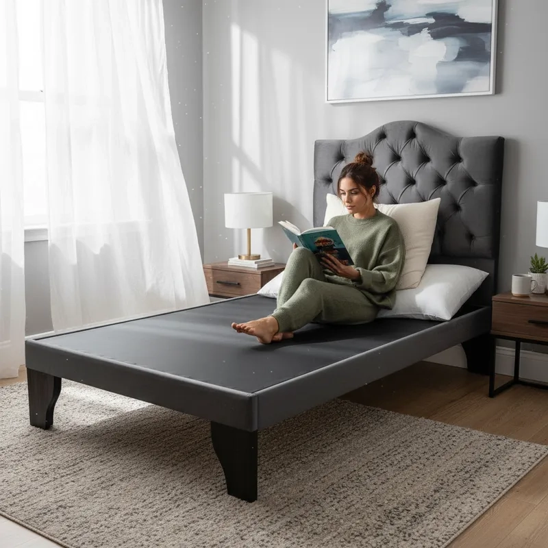 CAMA FLOBAL BARBIE CAPITONES INCLUYE BASE 1.5 PLAZAS GRIS + RESPALDO - 2