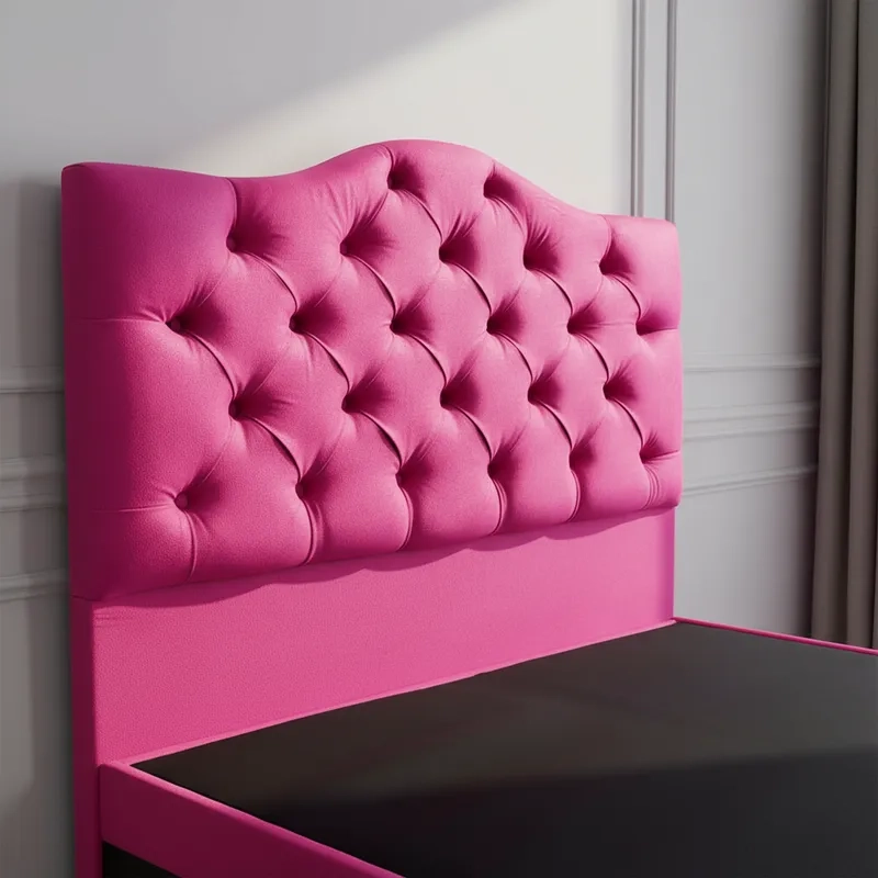 CAMA FLOBAL BARBIE CAPITONES INCLUYE BASE 1.5 PLAZAS FUCSIA + RESPALDO - 3