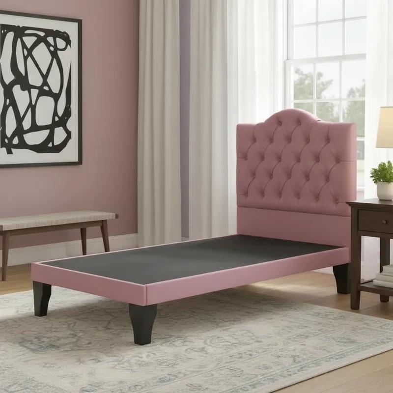 CAMA FLOBAL OVALADO 1.5 PLAZAS INCLUYE BASE Y RESPALDO ROSA LINO - 2