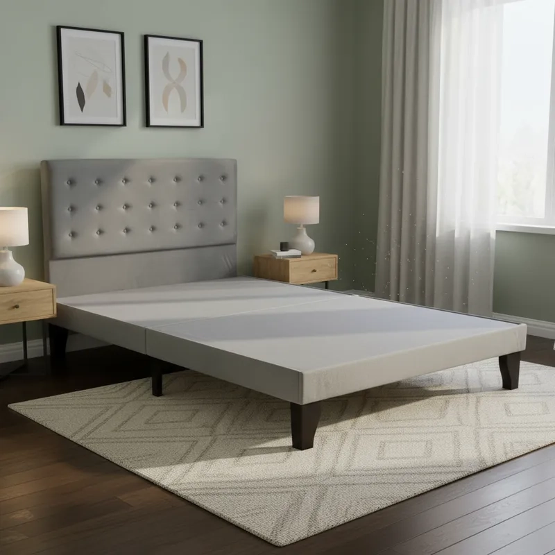CAMA FLOBAL ABOTONADA 2 PLAZAS INCLUYE BASE Y RESPALDO GRIS - 1