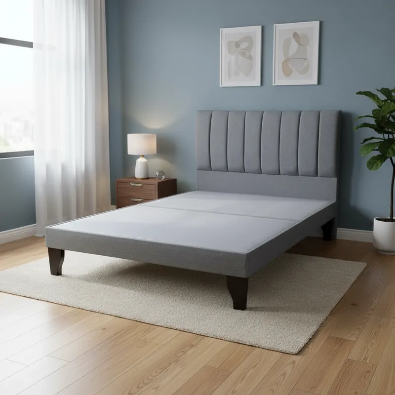 CAMA FLOBAL FRANJAS 2 PLAZAS INCLUYE BASE Y RESPALDO GRIS MEDIO - 1