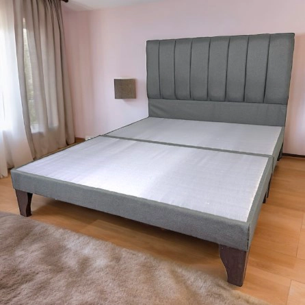 CAMA FLOBAL FRANJAS 2 PLAZAS INCLUYE BASE Y RESPALDO GRIS MEDIO - 2