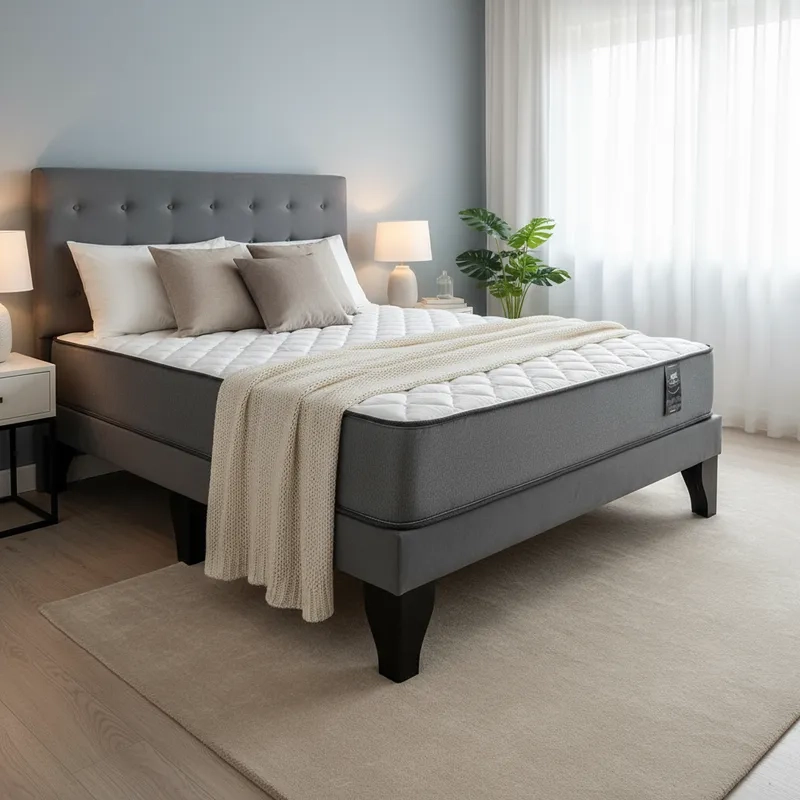 CAMA FLOBAL ABOTONADA 2 PLAZAS 150X190CM + RESPALDO GRIS + COLCHON - 2
