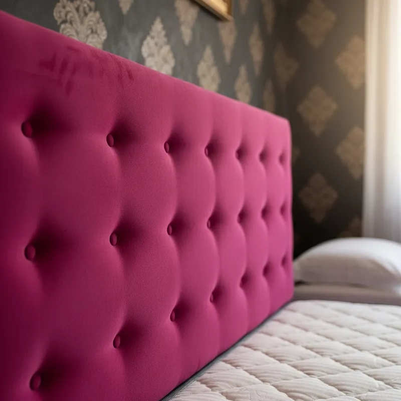 CAMA FLOBAL ABOTONADA 2 PLAZAS 150X190 CM + RESPALDO FUCSIA + COLCHON - 3