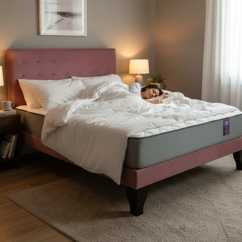 CAMA FLOBAL ABOTONADA 2 PLAZAS 150X190CM + RESPALDO ROSA PALO + COLCHON - 2