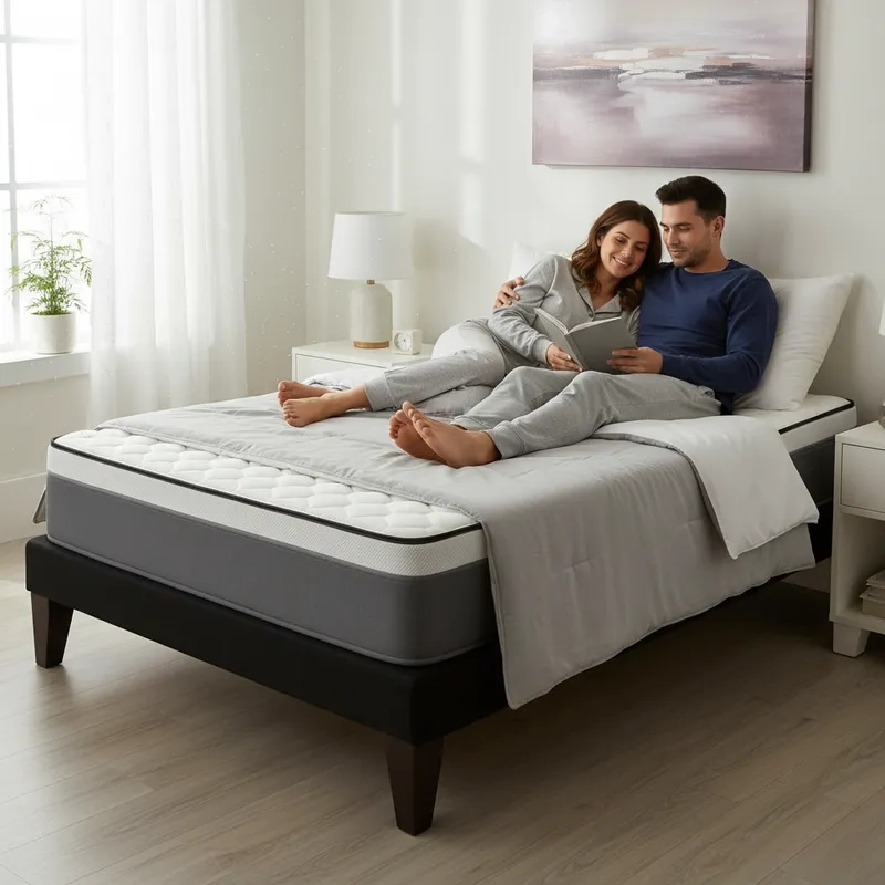 CAMA EUROPEA SUPER KING BASE DIVIDIDA NEGRA + COLCHON 200X200X29 - 2
