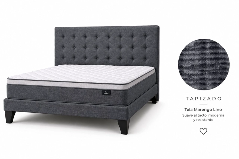 CAMA EUROPEA SUPER KING + RESPALDO ABOTONADO MARENGO +COLCHON 200X200 - 2