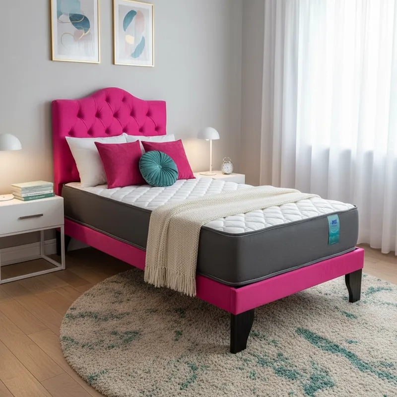 CAMA OVALADA 1,5 PLAZAS INCLUYE RESPALDO + COLCHON FUNCIONAL - 1