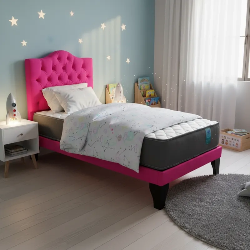 CAMA OVALADA 1,5 PLAZAS INCLUYE RESPALDO + COLCHON FUNCIONAL - 2