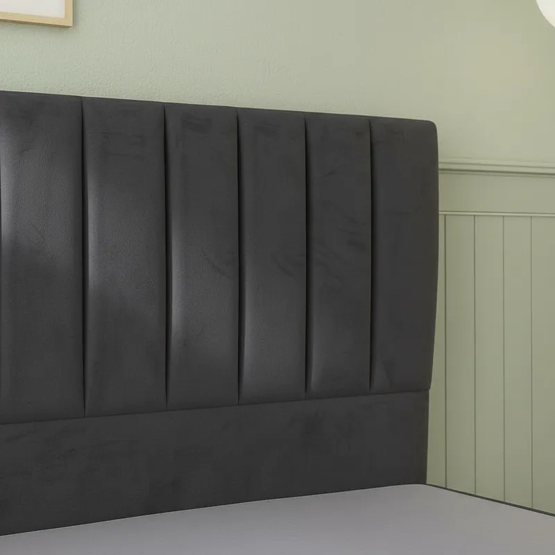 CAMA EUROPEA 1 PLAZA + RESPALDO FRANJAS NEGRO + COLCHON 90X190 - 2