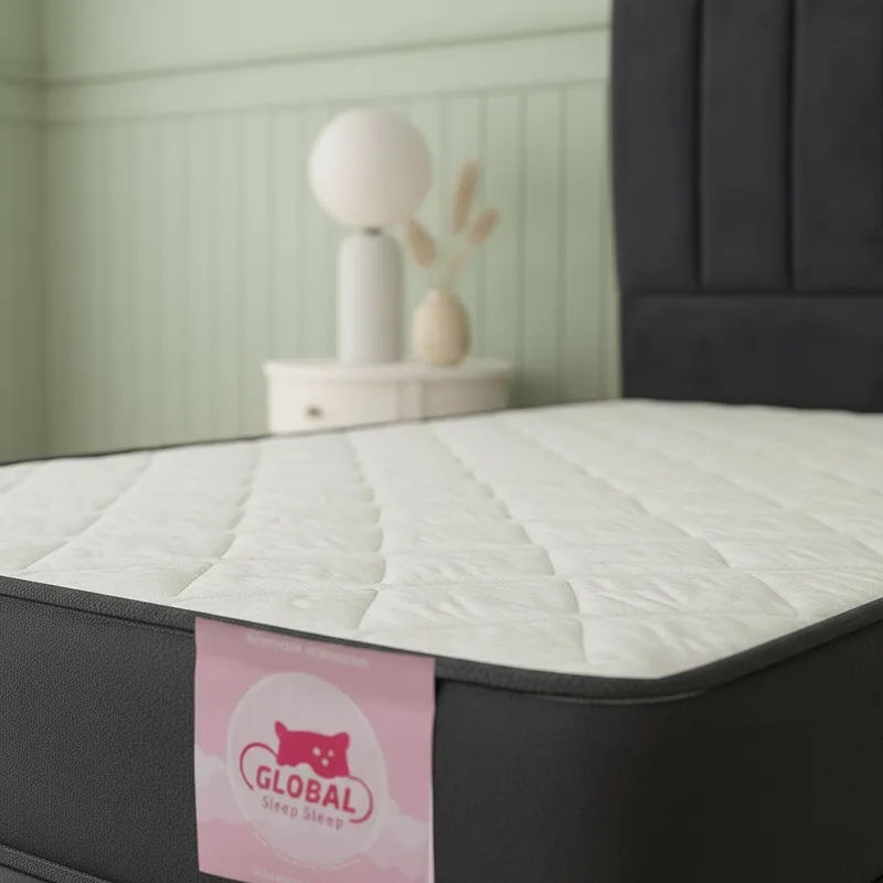 CAMA EUROPEA 1 PLAZA + RESPALDO FRANJAS NEGRO + COLCHON 90X190 - 4