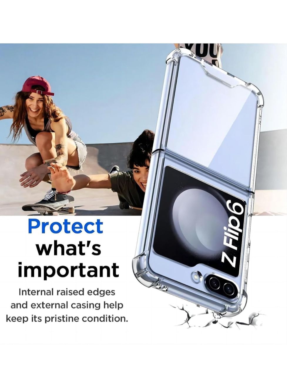 CARCASA SAMSUNG Z FLIP 6 FUNDA ANTIGOLPES TRANSPARENTE - 3