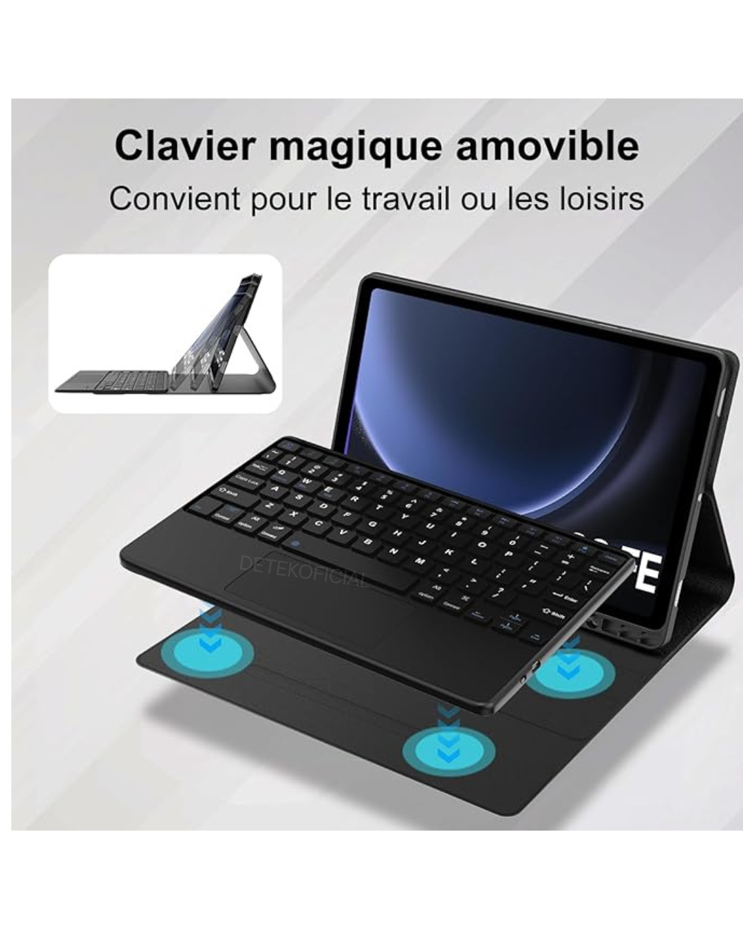 FUNDA CON TECLADO BLUETOOTH TOUCHPAD PARA SAMSUNG S10 FE 10.9' - NEGRO - 4