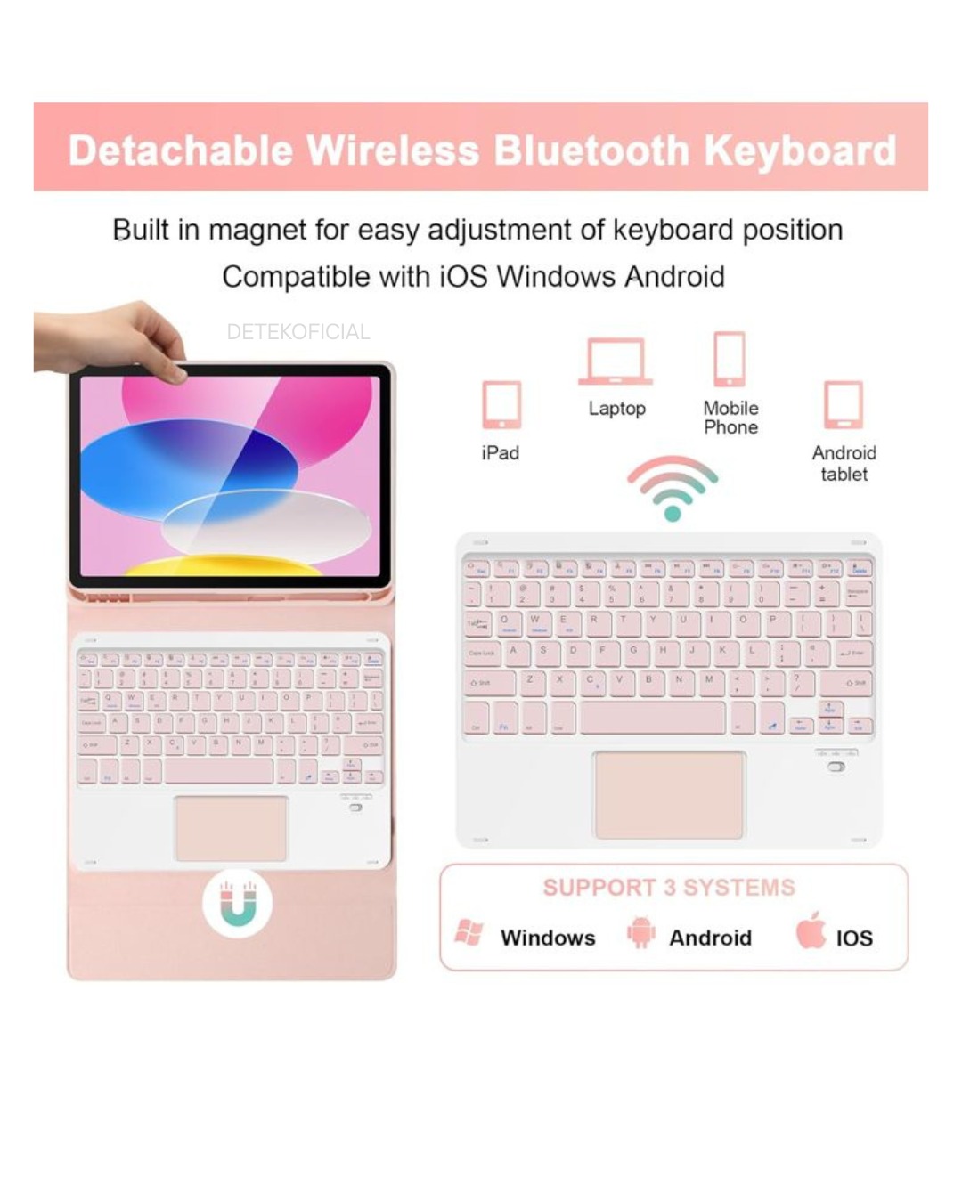 FUNDA CON TECLADO BLUETOOTH TOCUHPAD PARA IPAD 11TH A16 2025 - NEGRO - 3