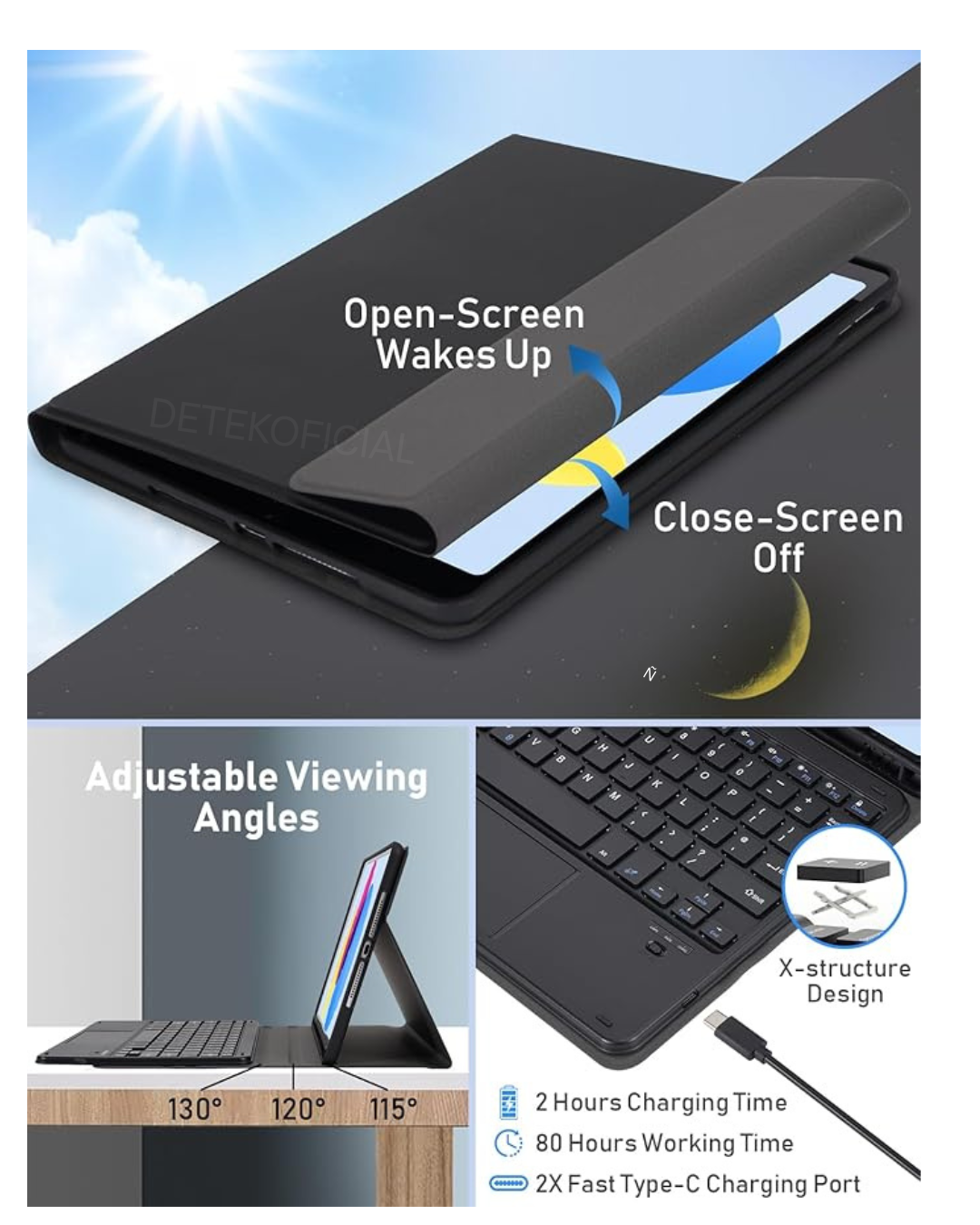 FUNDA CON TECLADO BLUETOOTH TOCUHPAD PARA IPAD 11TH A16 2025 - NEGRO - 3