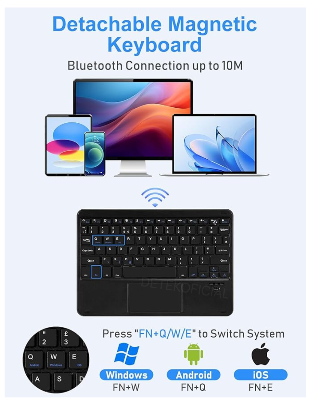 FUNDA CON TECLADO BLUETOOTH TOCUHPAD PARA IPAD 11TH A16 2025 - NEGRO - 4