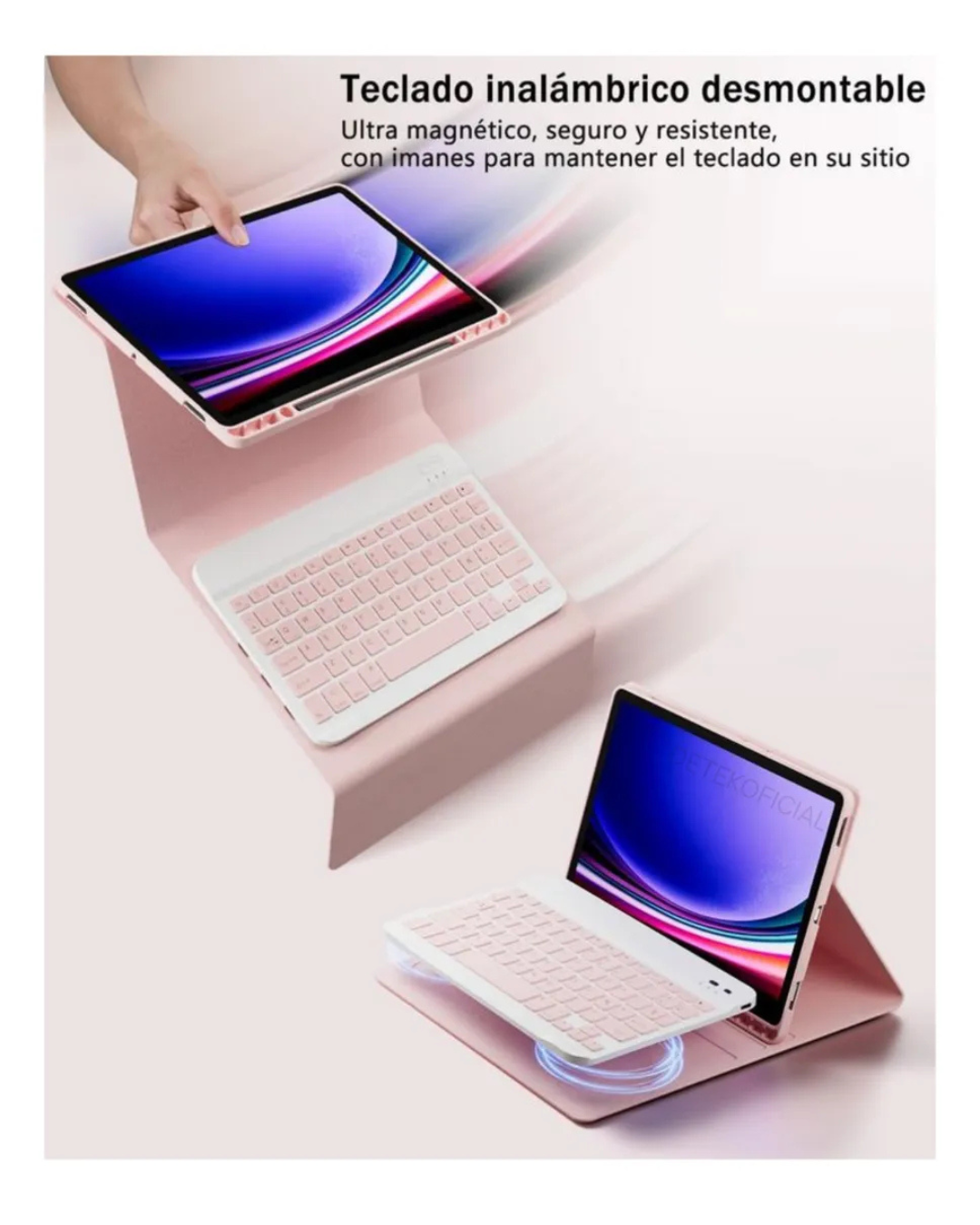 FUNDA CON TECLADO BLUETOOTH PARA IPAD MINI 6 - ROSADO - 4
