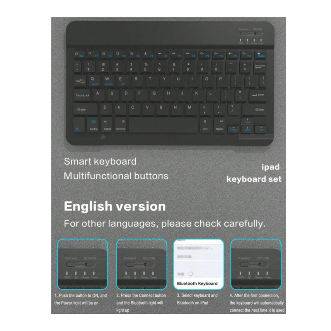 FUNDA CON TECLADO BLUETOOTH PARA IPAD MINI 6 - ROSADO - 5