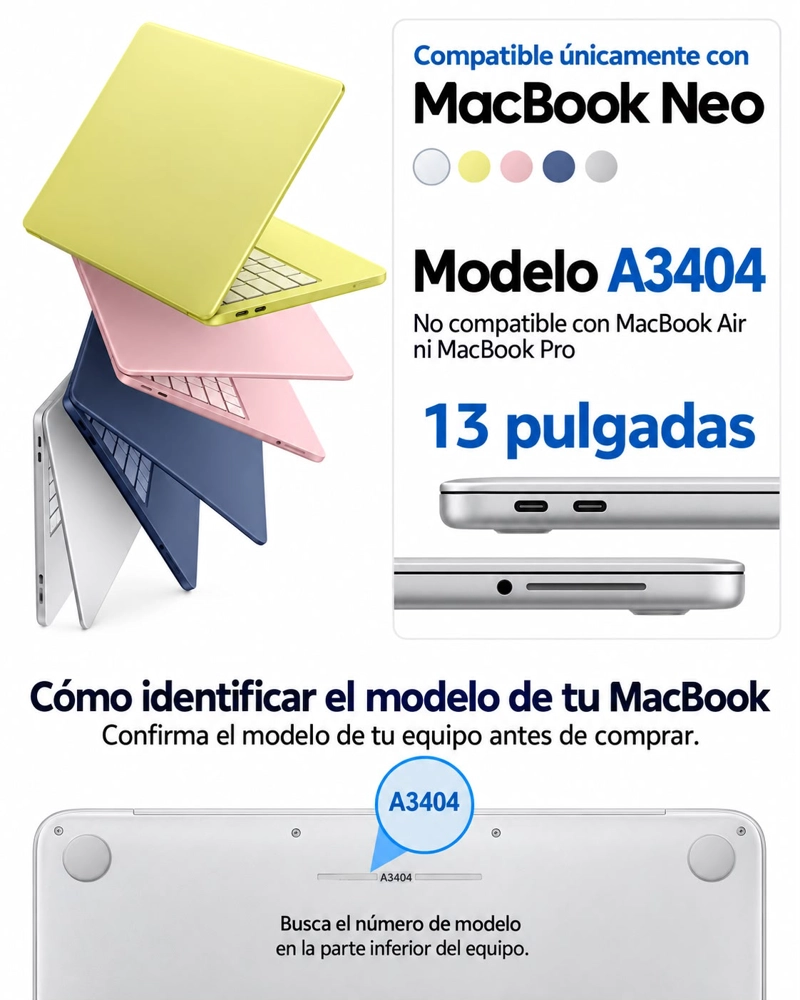 CARCASA PROTECTORA PARA MACBOOK NEO 13 2026 A3404 TRANSPARENTE - 2