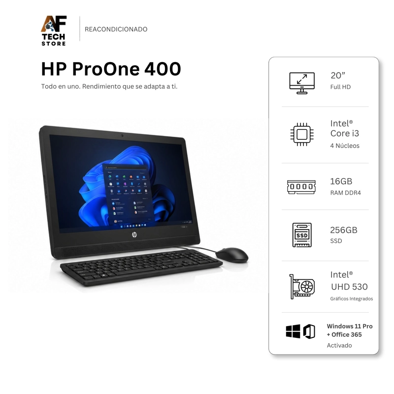 AIO HP 400 G2 I3 6TH 16GB 256GB - WIN11 OFFICE - REACONDICIONADO PROFESIONAL - 1