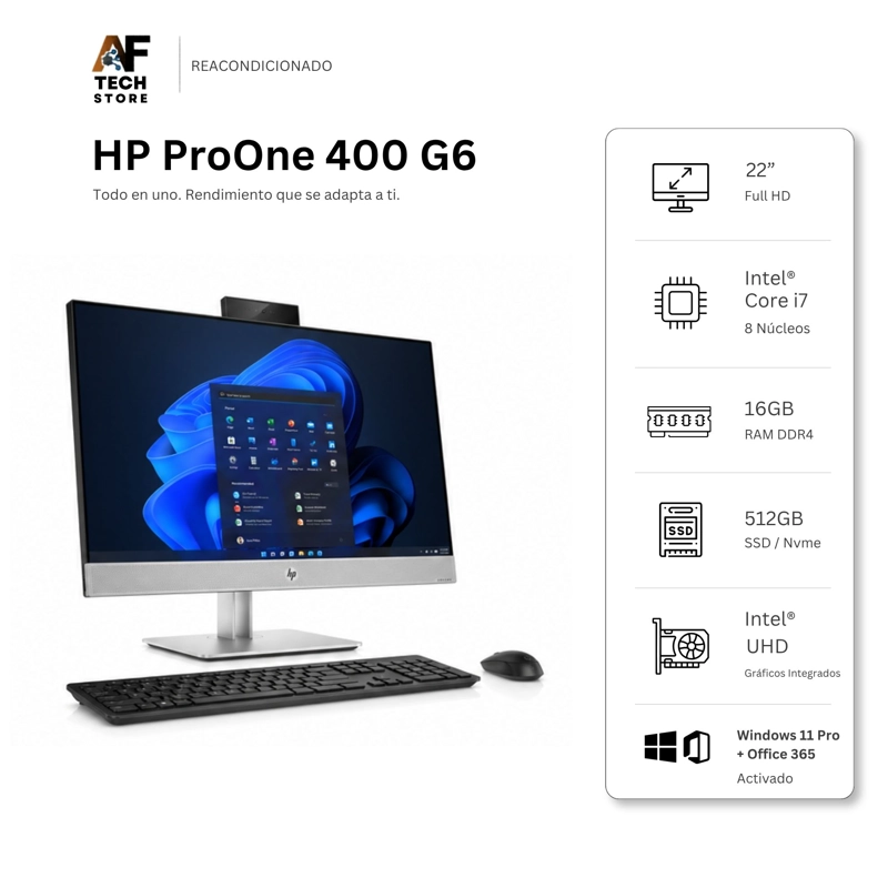 AIO HP 400 G6 I7 10TH 16GB 512GB - WIN11 OFFICE - REACONDICIONADO PROFESIONAL - 1