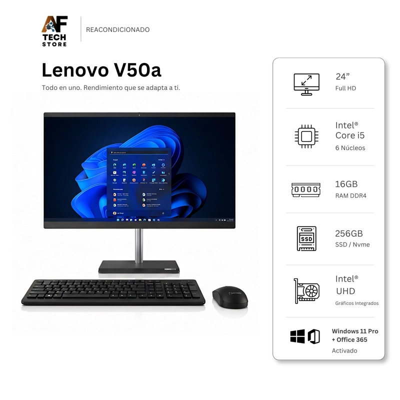 AIO LENOVO V50A I5 10TH 16GB 256GB - WIN11 OFFICE - REACONDICIONADO PROFESIONAL - 1
