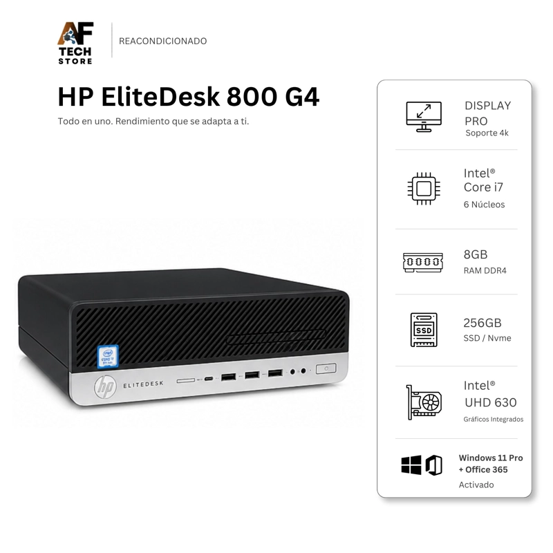 COMPUTADOR HP 800 G4 I7 8TH 8GB 256GB - WIN11 OFFICE - REACONDICIONADO PROFESIONAL - 1