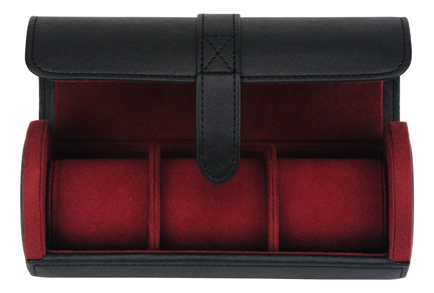CAJA ESTUCHE DE VIAJE 3 RELOJES INTERIOR TERCIOPELO ROJO - 4