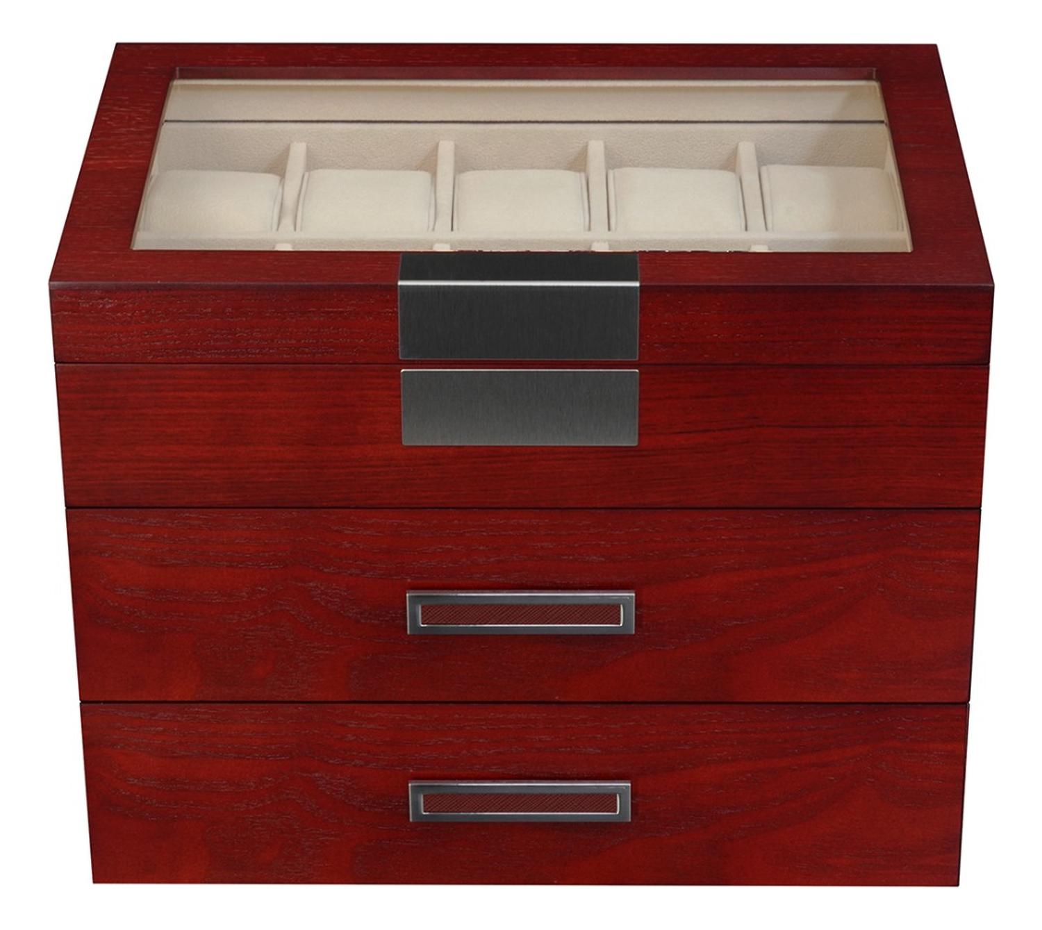 CAJA 30 RELOJES MADERA CHAPA DE ROBLE INTERIOR TERCIOPELO - 3