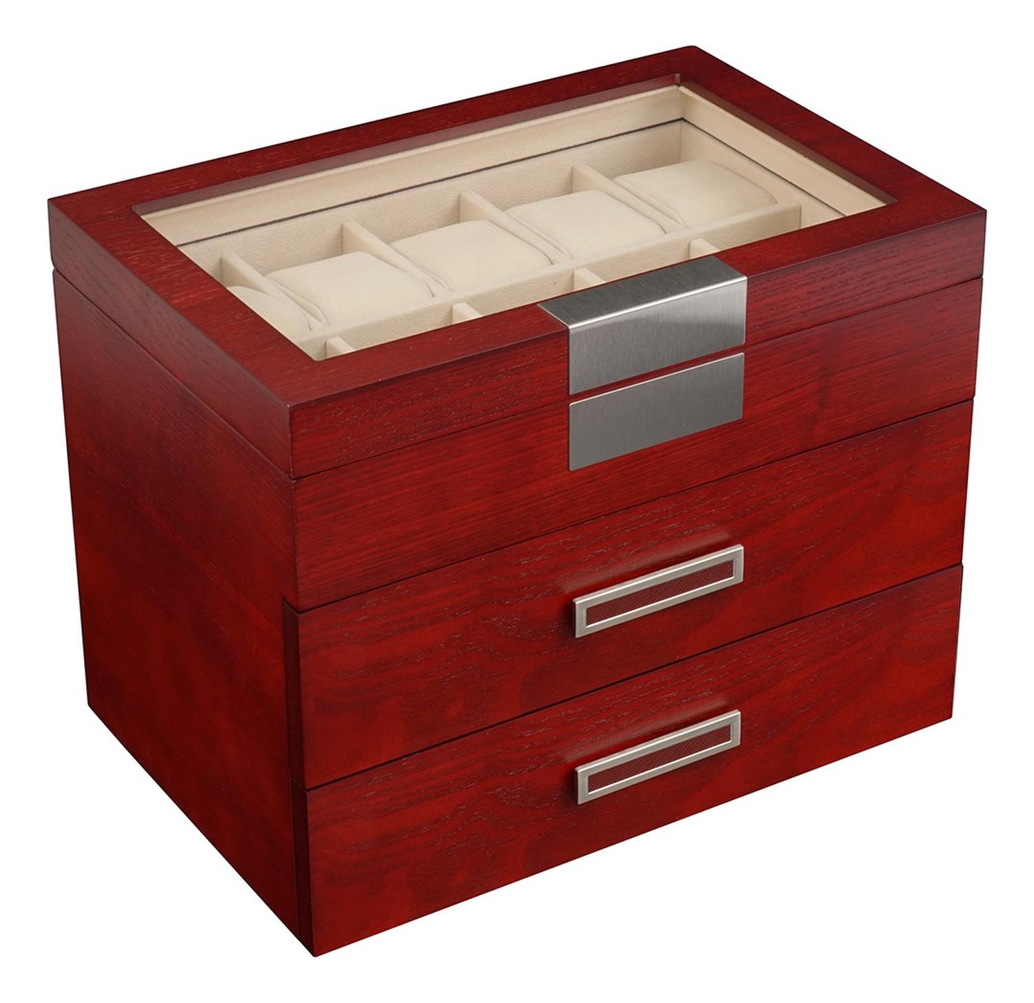 CAJA 30 RELOJES MADERA CHAPA DE ROBLE INTERIOR TERCIOPELO - 4