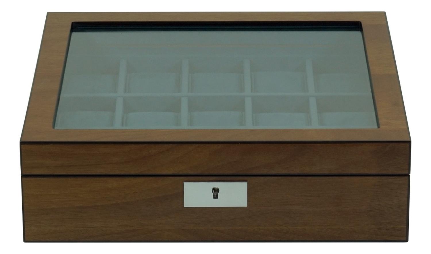 CAJA 10 RELOJES MADERA CHAPA DE ROBLE INTERIOR TERCIOPELO - 2