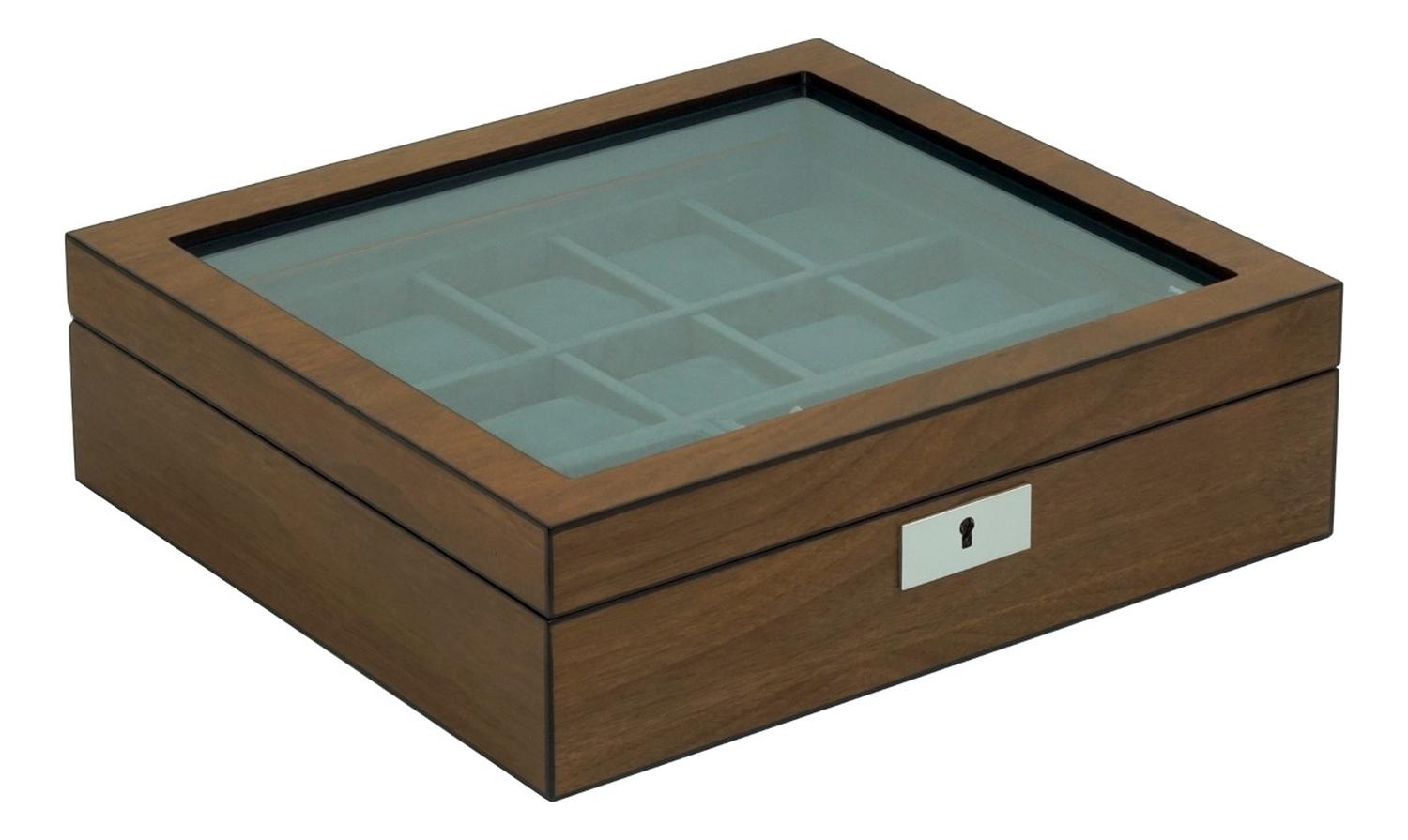 CAJA 10 RELOJES MADERA CHAPA DE ROBLE INTERIOR TERCIOPELO - 3