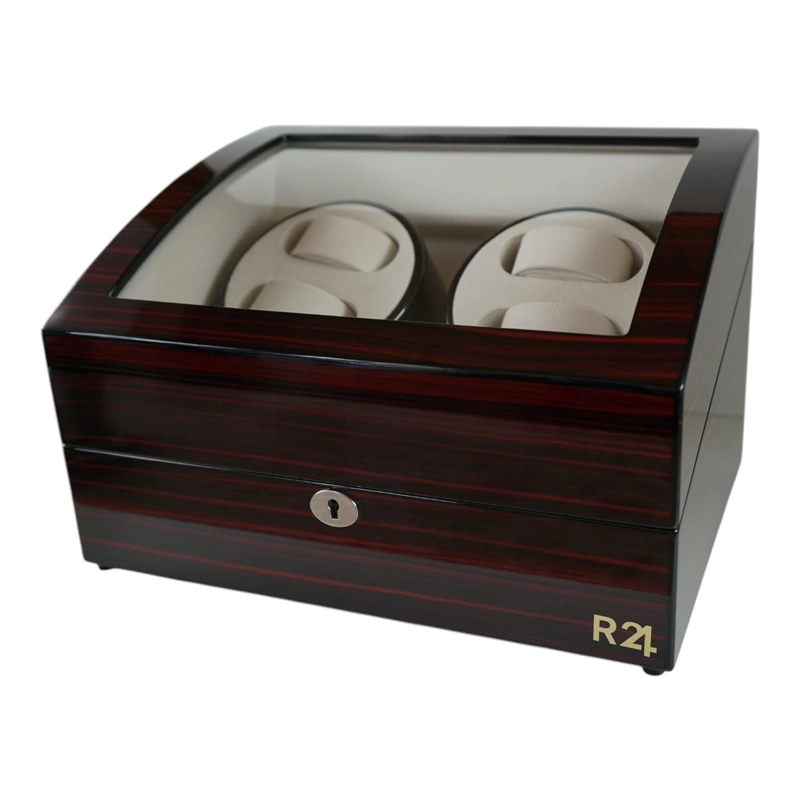 CAJA WATCH WINDER MADERA 4 + 5 RELOJES INTERIOR TERCIOPELO - 1