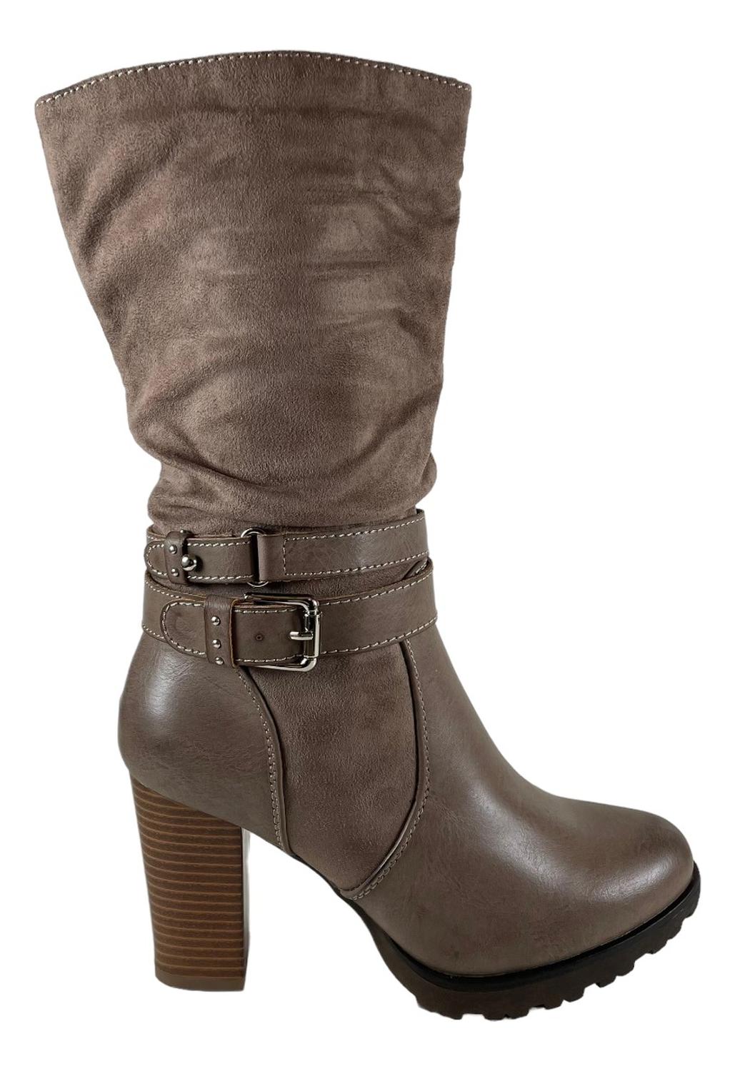 BOTÍN MUJER VIA UNO TAUPE FORRO TEXTIL LISO - 1