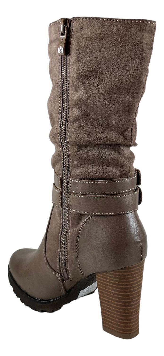 BOTÍN MUJER VIA UNO TAUPE FORRO TEXTIL LISO - 4