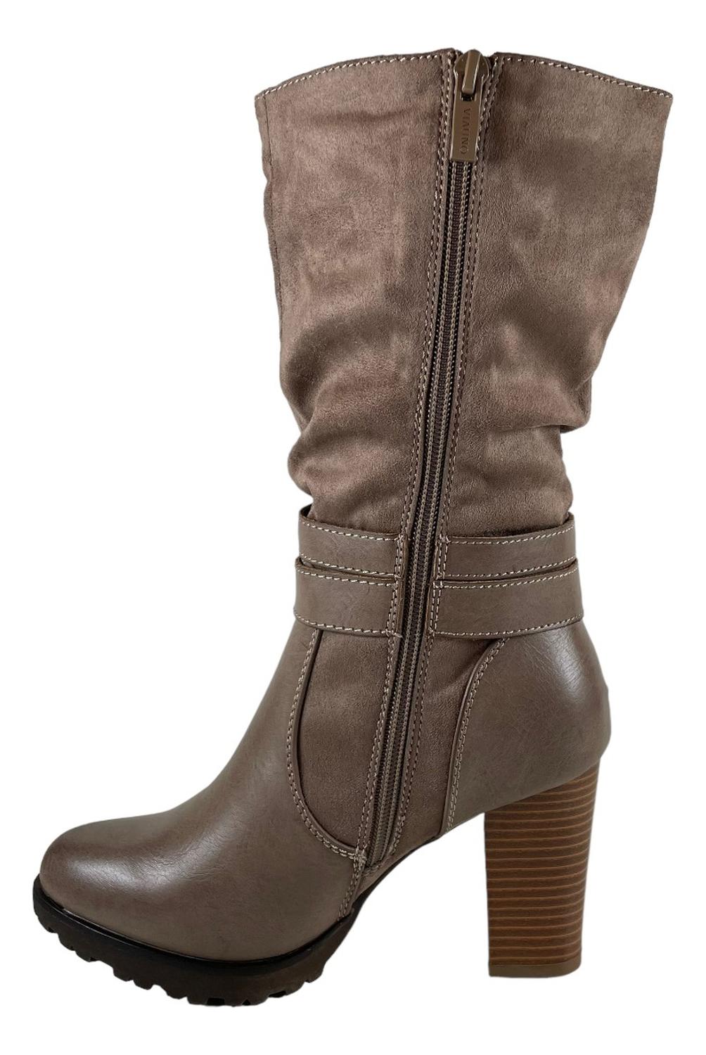 BOTÍN MUJER VIA UNO TAUPE FORRO TEXTIL LISO - 5