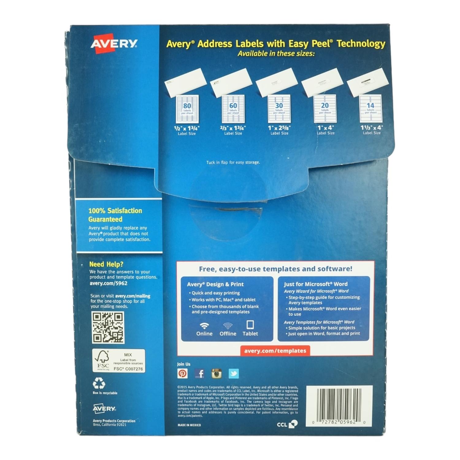 ETIQUETAS AUTOADHESIVAS ETIQUETAS AVERY 3,4X10,2 CM AUTOADHESIVA 5962 CARTA - 2