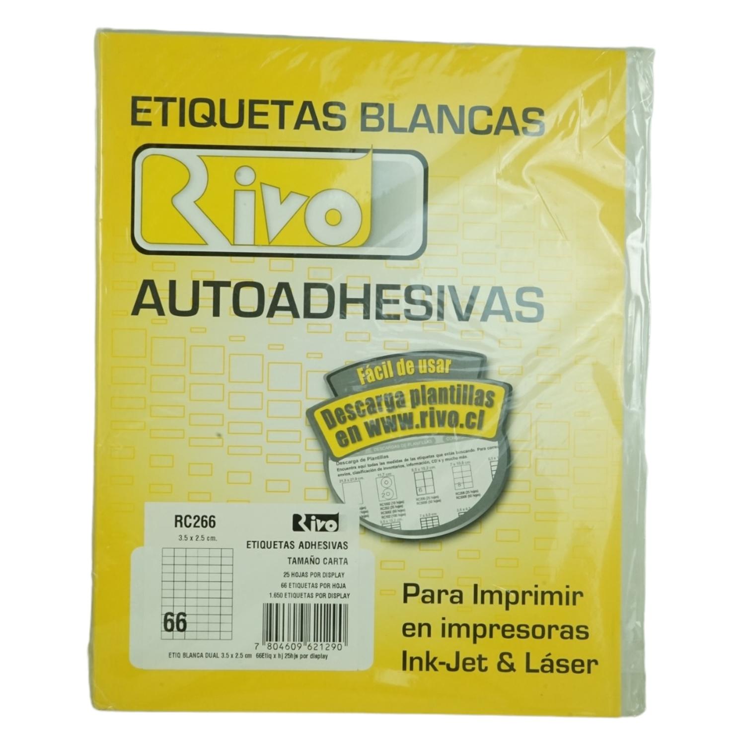 PACK X1650 ETIQUETAS 35X25CM RIVO RC266 25HJS CARTA BLANCO - 1