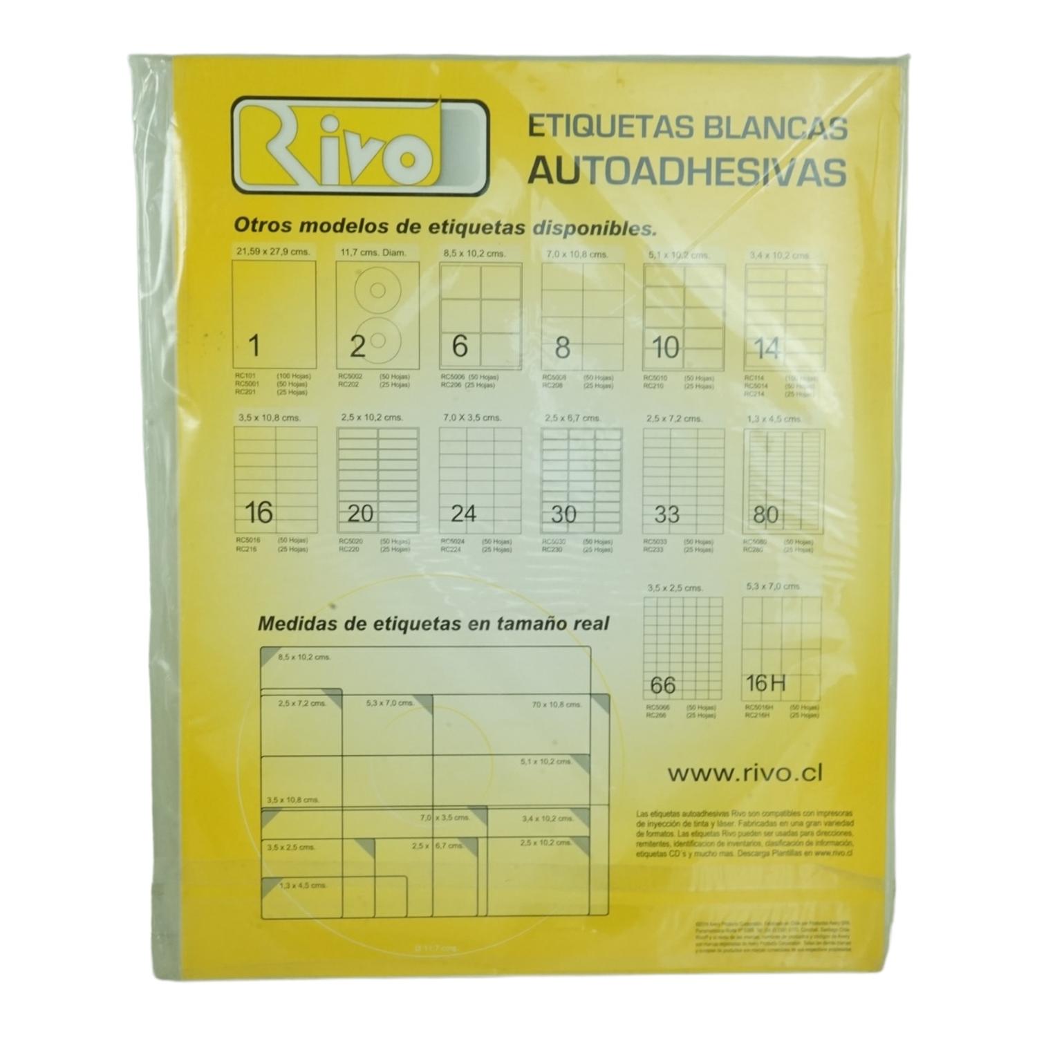PACK X1650 ETIQUETAS 35X25CM RIVO RC266 25HJS CARTA BLANCO - 2