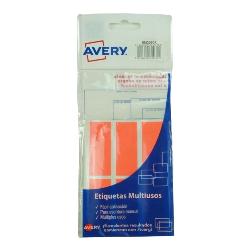 PACK X900 ETIQUETAS 2X5CM MANUAL AVERY EM2050M - ROJO - 1