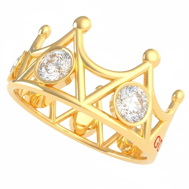 ANILLO GUESS QUEEN OF HEART ACERO MUJER DORADO CRISTALES UBR79007 - 1