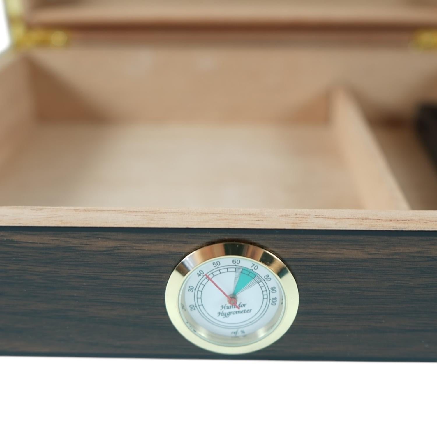 CAJA HUMIDOR DE PUROS MADERA DE CEDRO CON HIGROMETRO - 4