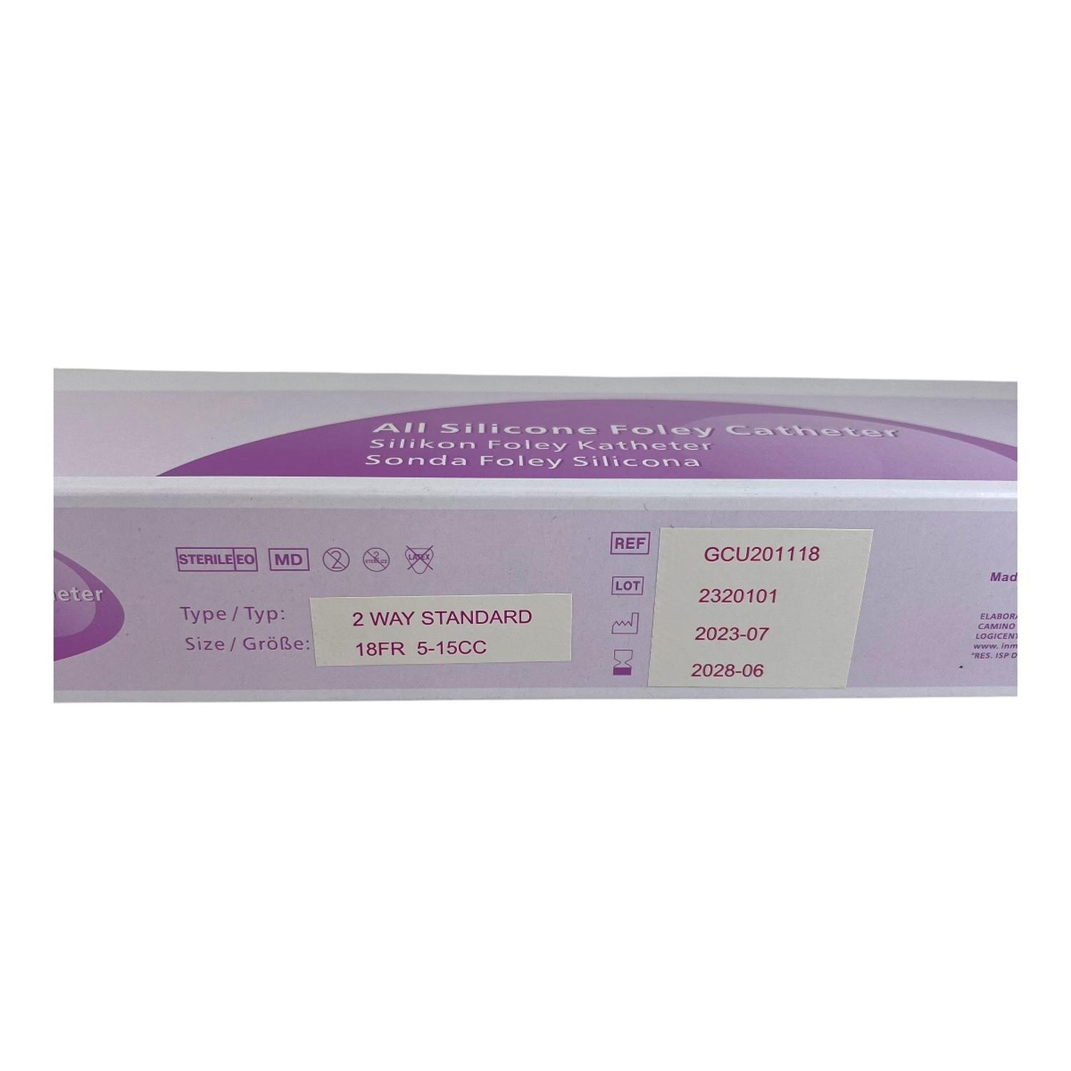 SONDA FOLEY 2 VIAS 18 FR 100% SILICONA CON BALON X 10 UN - 4