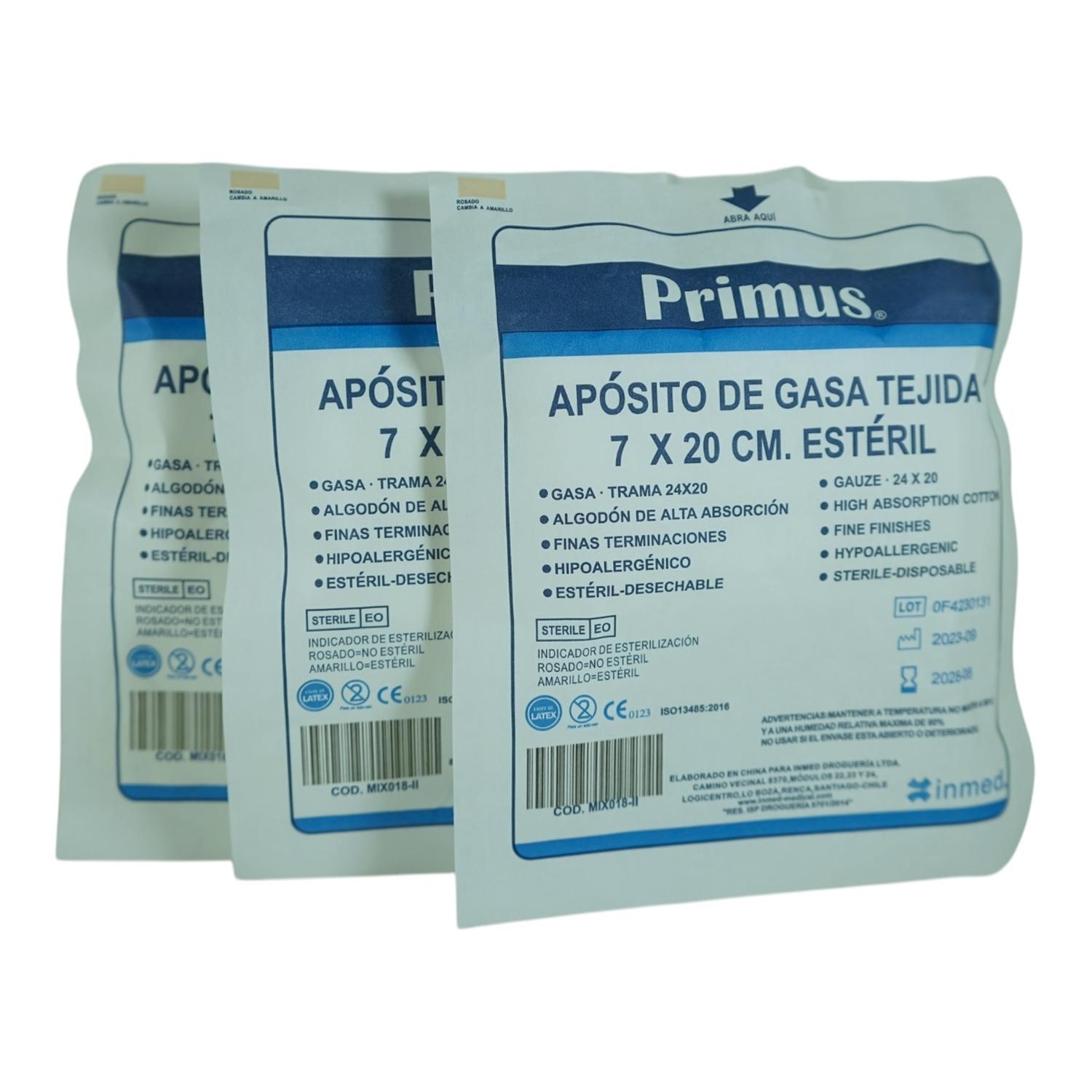 APOSITO DE GASA TEJIDA 7X20CM ESTERIL 10 UNIDADES - 3