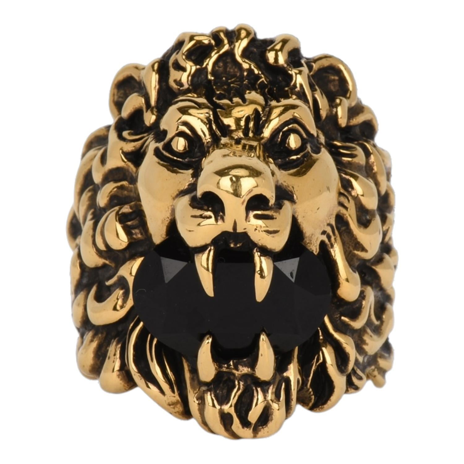 ANILLO GUCCI UNISEX LEON DORADO TALLA 23 - 1