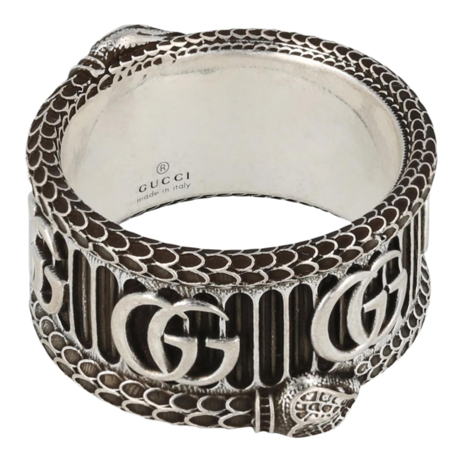ANILLO GUCCI UNISEX PLATA GG DOBLE SERPIENTE TALLA 21 - 2