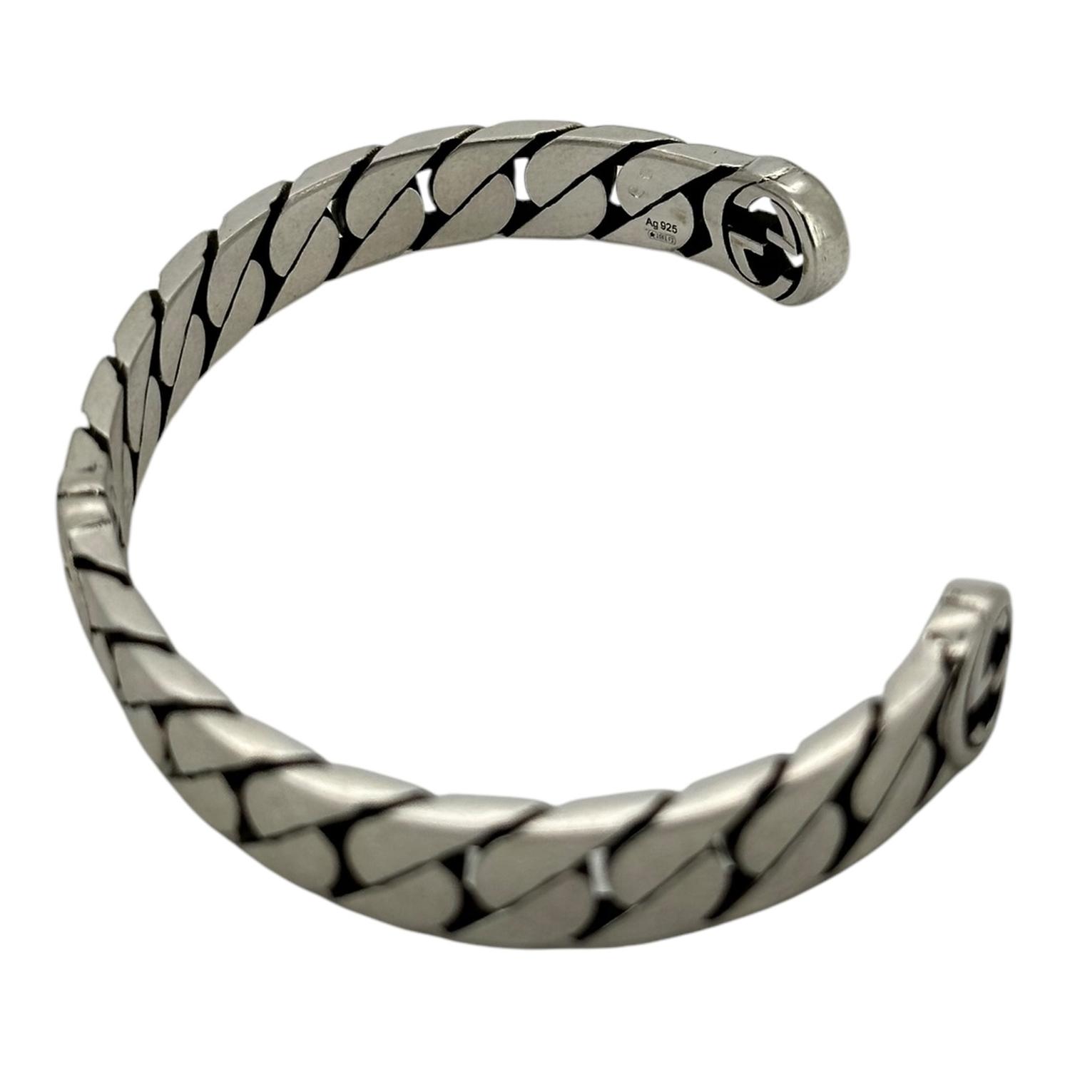 PULSERA BRAZALETE GUCCI UNISEX INTERLOCKING PLATA TALLA 19 - 2