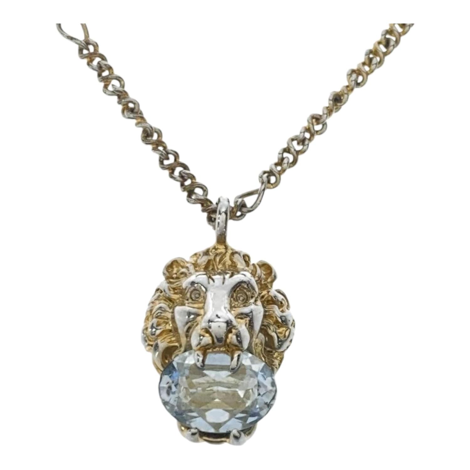 COLLAR GUCCI UNISEX LEON DORADO CRISTAL - 1